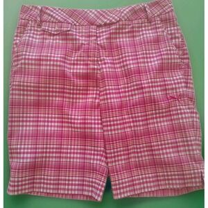 Puma Golf Women's US Size 10  Plaid Bermuda Shorts Coral Pink Drycell A5